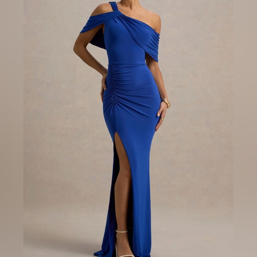 Club L London Royal Blue One Shoulder Dress